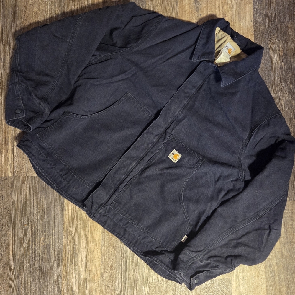 Carhartt Men’s Dark Navy Canvas Work Coat - Rugged Field Jacket